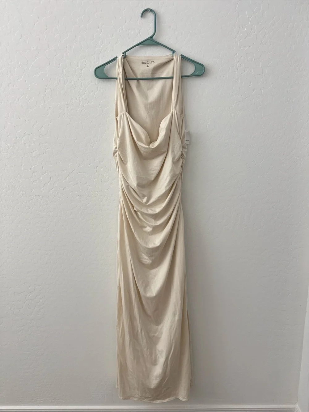 NWT Abercrombie & Fitch modal Cream Draped Cowl Maxi Dress